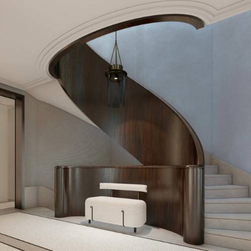 Escalier courbé en bois par DJAA Architectes
