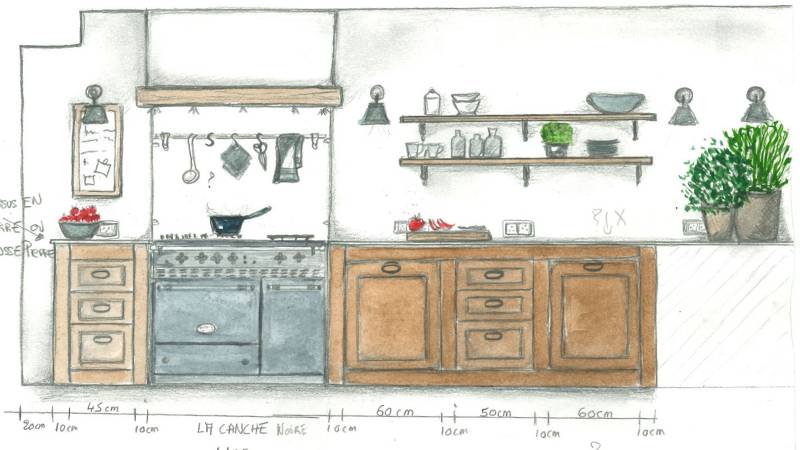 Transformation et rénovation d’une bastide – plan cuisine - Drôme Provençale