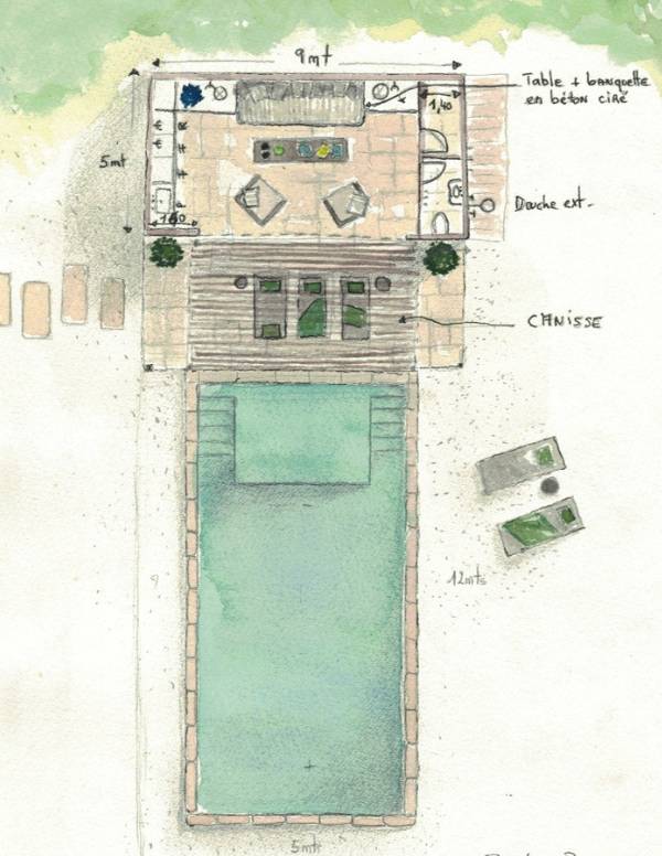 Transformation et rénovation d’une bastide – plan piscine - Drôme Provençale